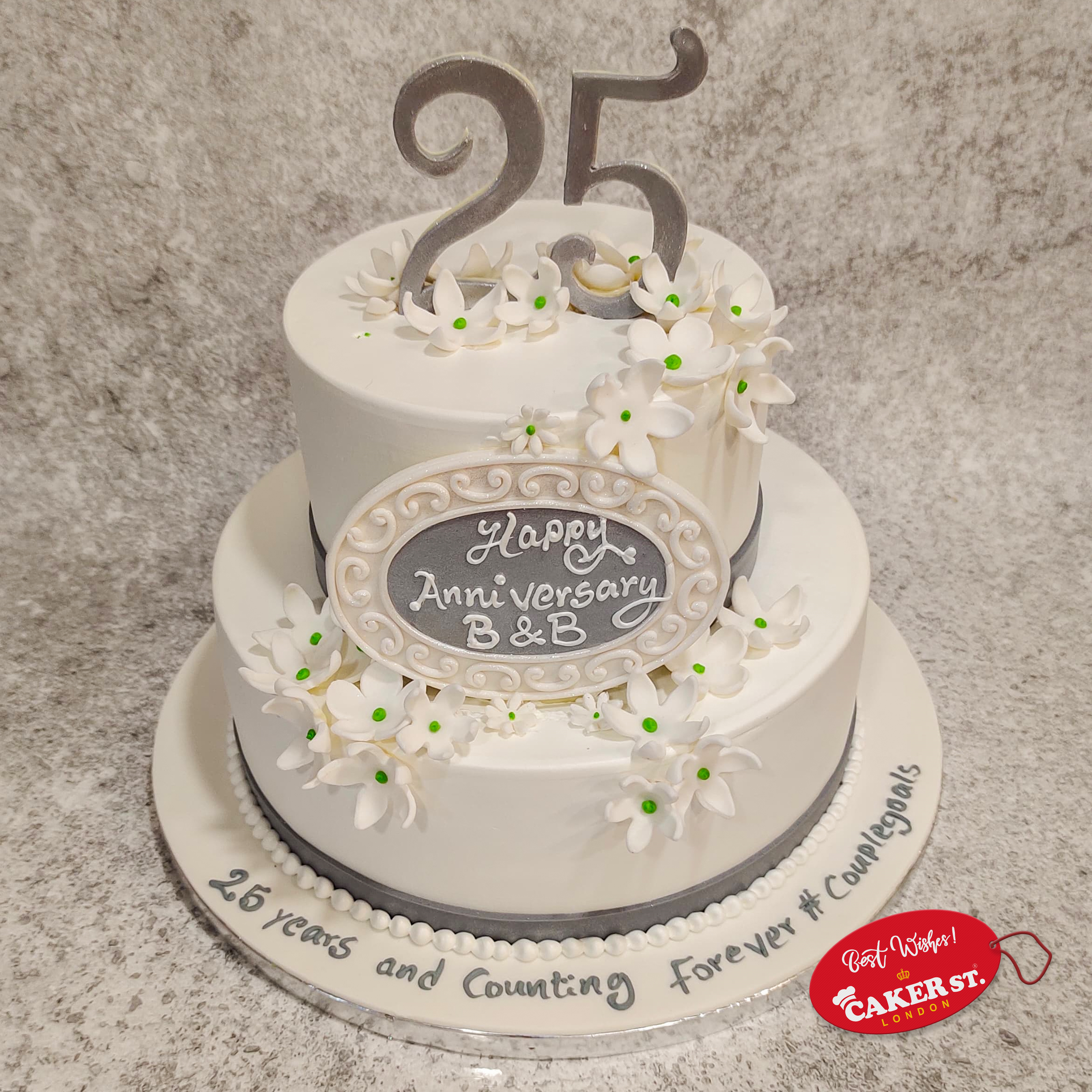 25th Silver Anniversary Cake for Her