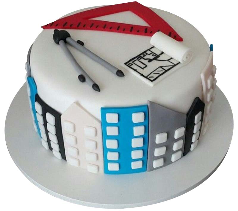 Architect birthday cake character cartoon Vector Image
