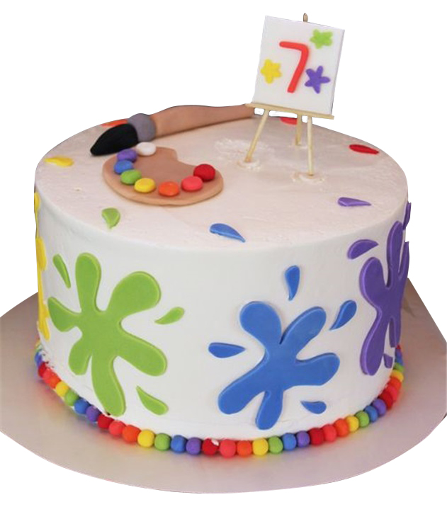 3 Tier Gravity-Defying Art Theme Cake with Custom Name & Age – Kimmy Bakes