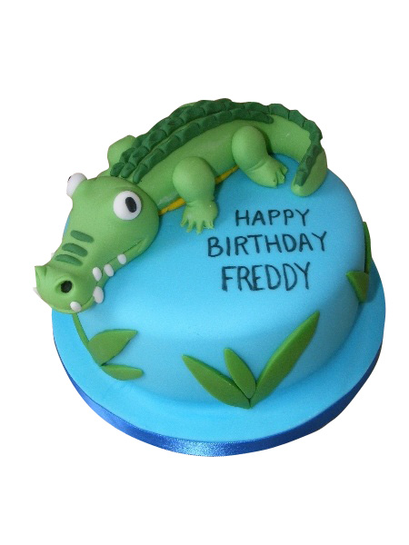Boy and Crocodile safari Adventure single tier Cake