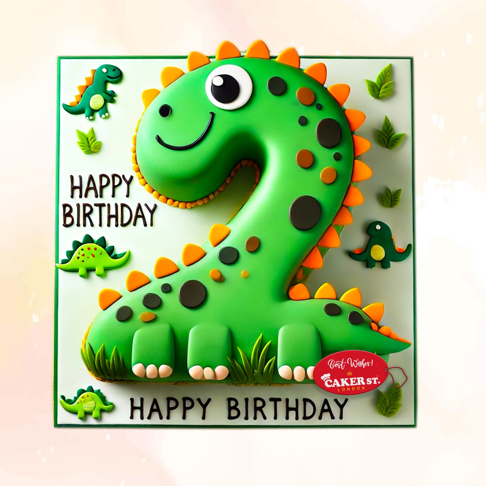 Dino 2nd Birthday Cake For Boys