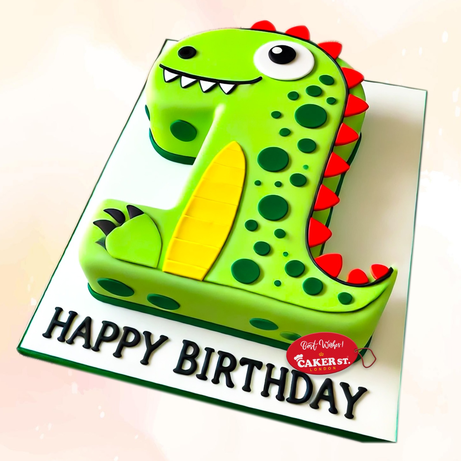 Dino Number 1st Birthday Cake for Boys