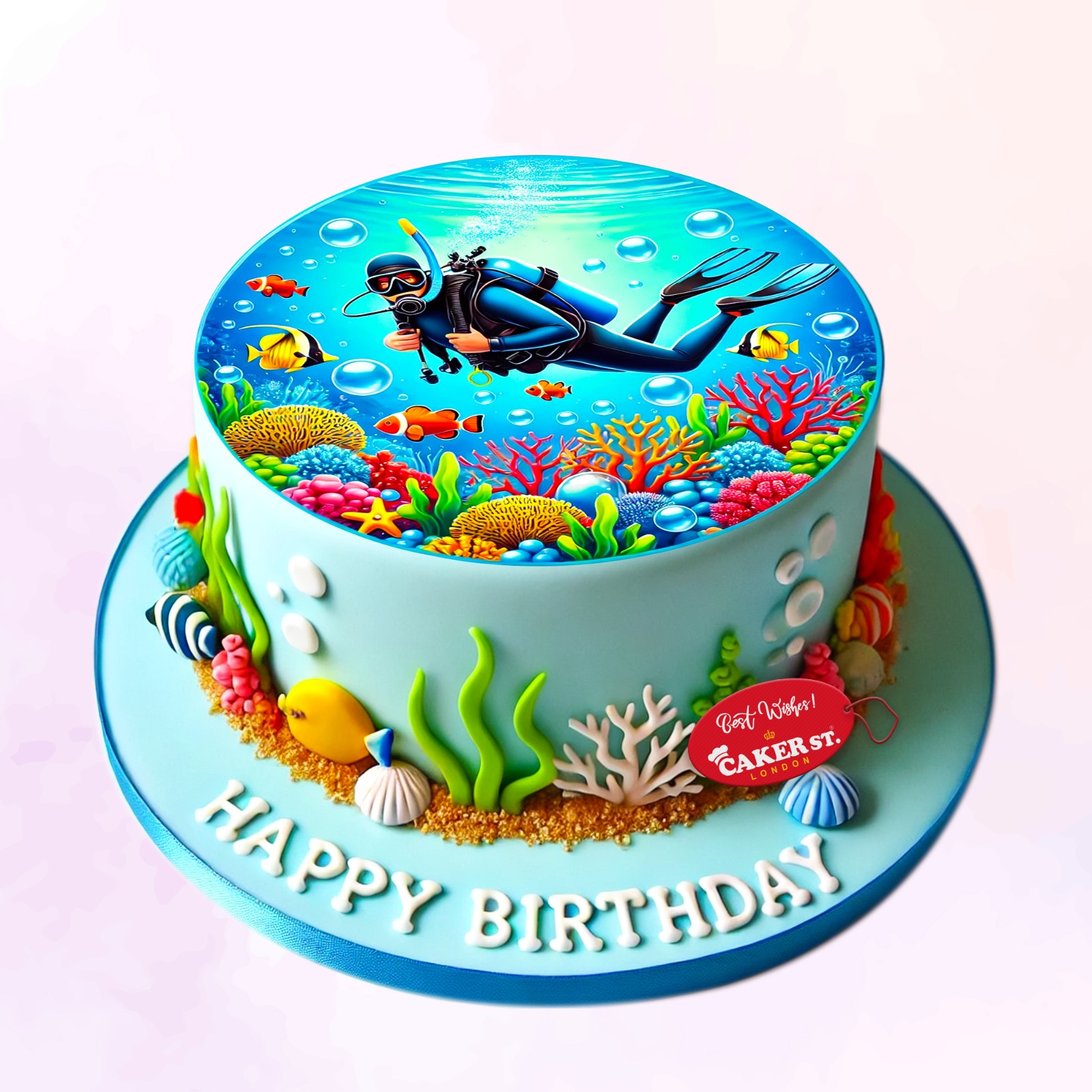 Diving Birthday Photo Cake 