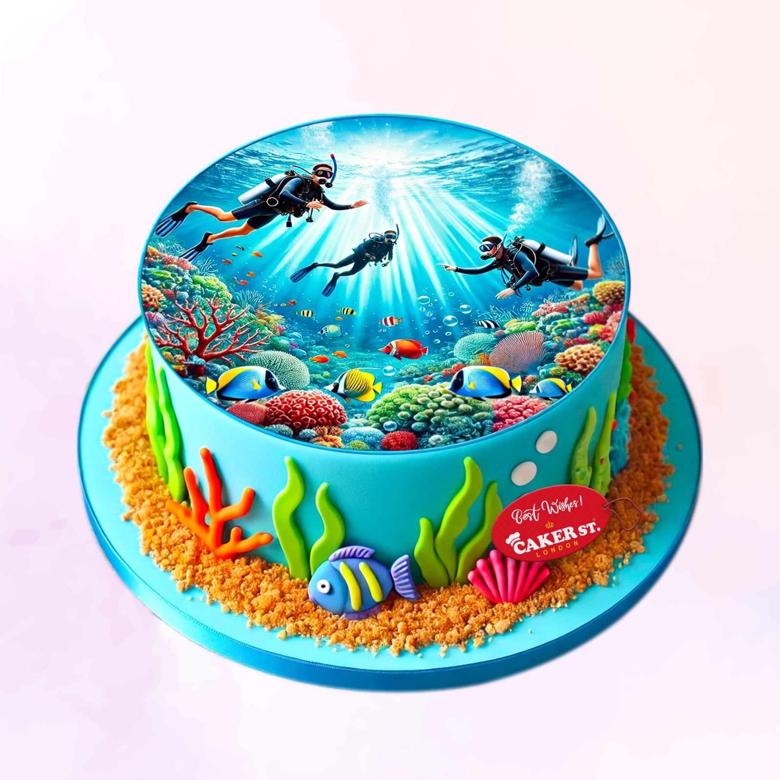 Diving Birthday Photo Cake