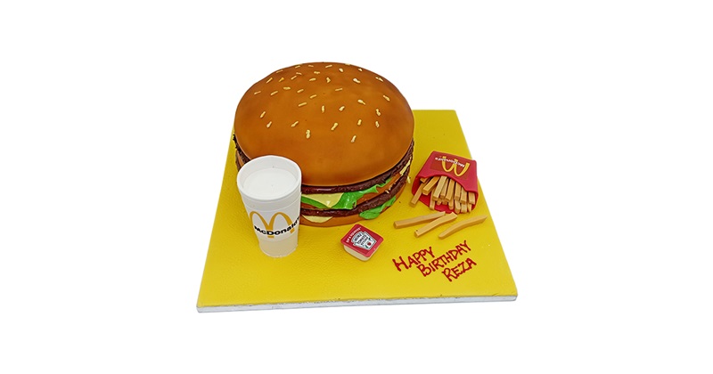 Fast Food Burger And Fries Themed Cake