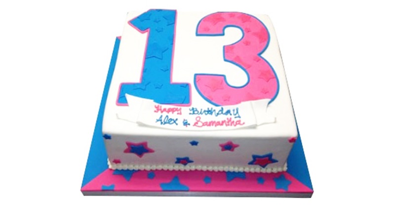 number 13 birthday cake