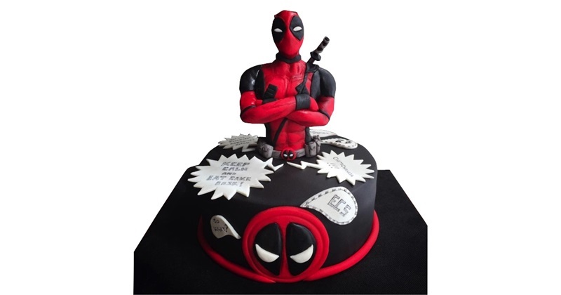 Deadpool Mask Theme Birthday Wishes Cake With Your Name