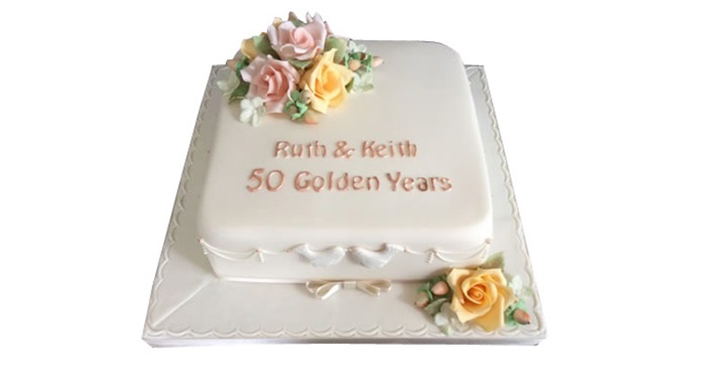 Golden anniversary cake