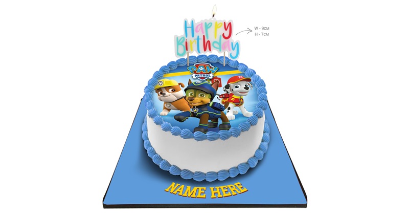 Paw Patrol Cake with Happy Birthday Candle