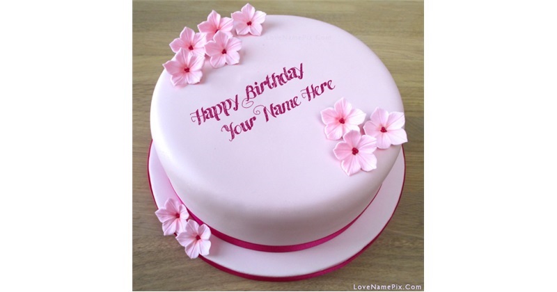 Pink birthday cake with roses