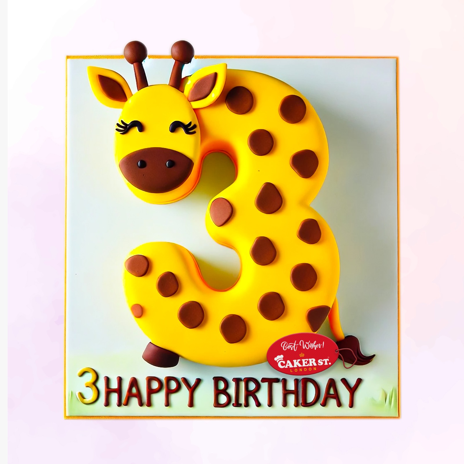 Giraffe 3rd Birthday Cake For Boys