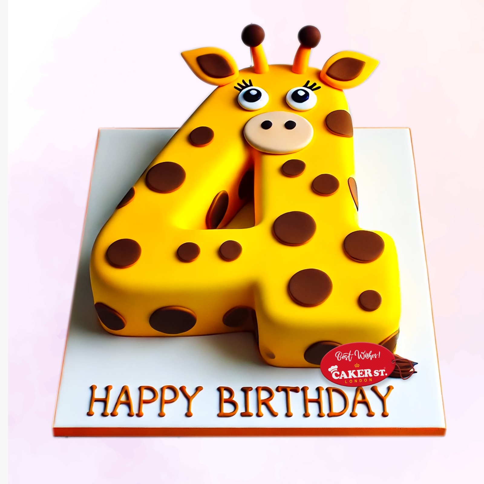 Giraffe 4th Birthday Cake For Boys