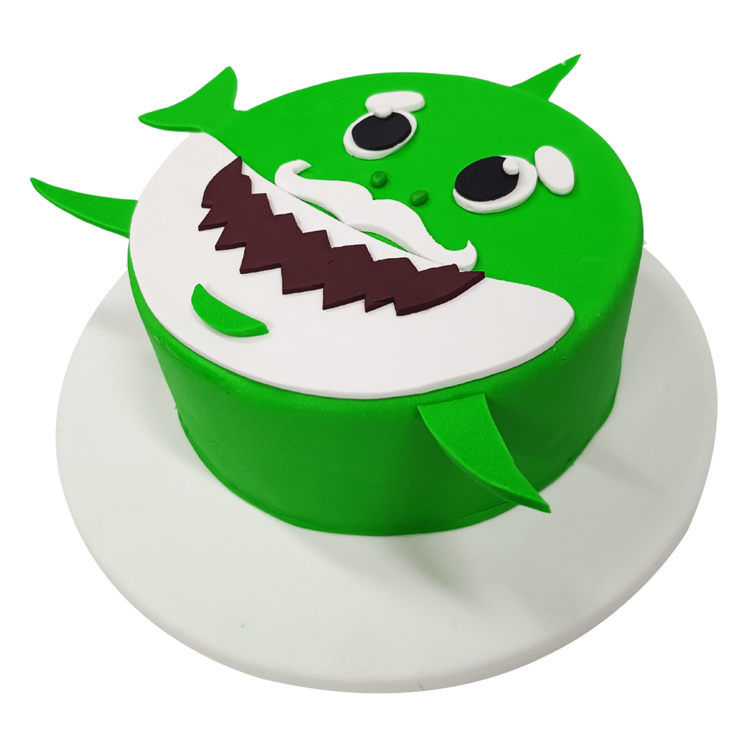 Green Grandpa Baby Shark Cake                                                                          