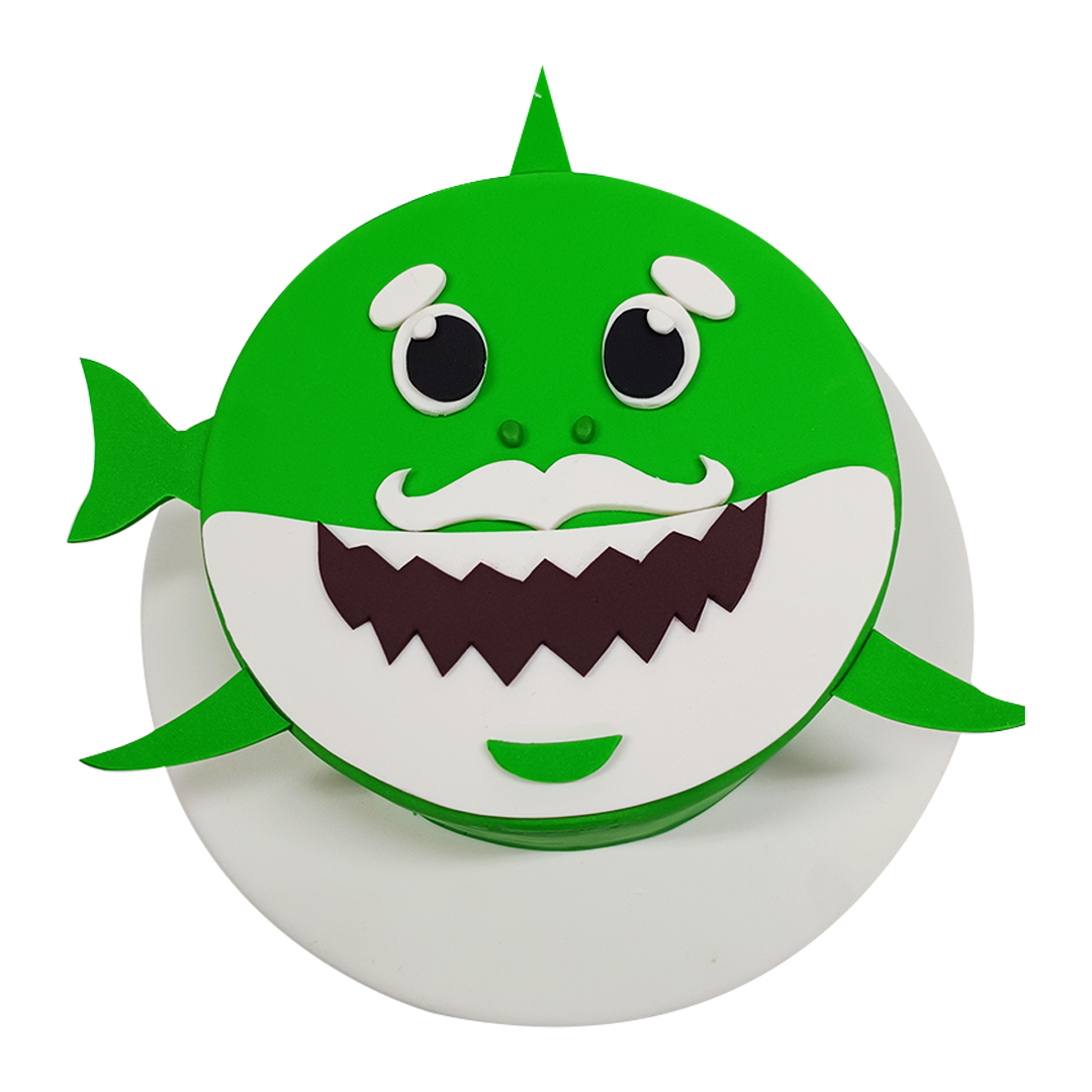 Green Grandpa Baby Shark Cake                                                                          