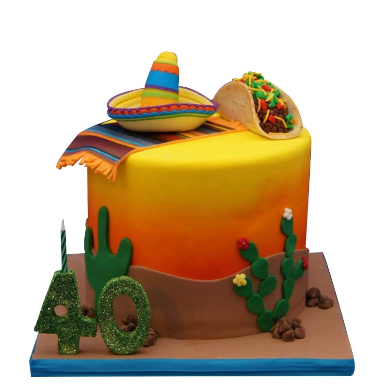 Mexican embroidery birthday cake - The Baking Fairy