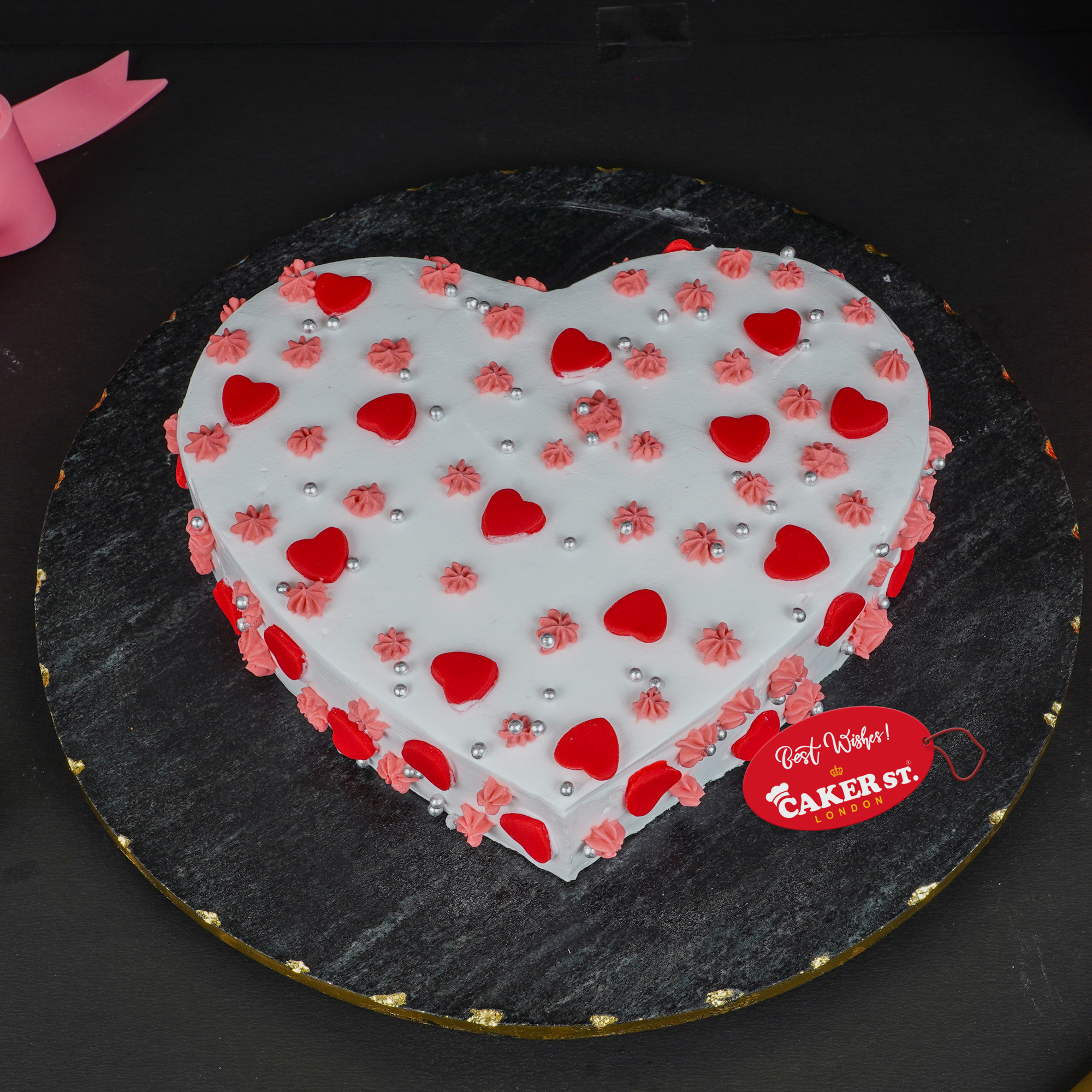 Passionate Petals Heart Cake