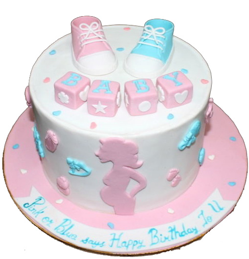 Pregnant Lady Silhouette Fondant Baby Shower Cake