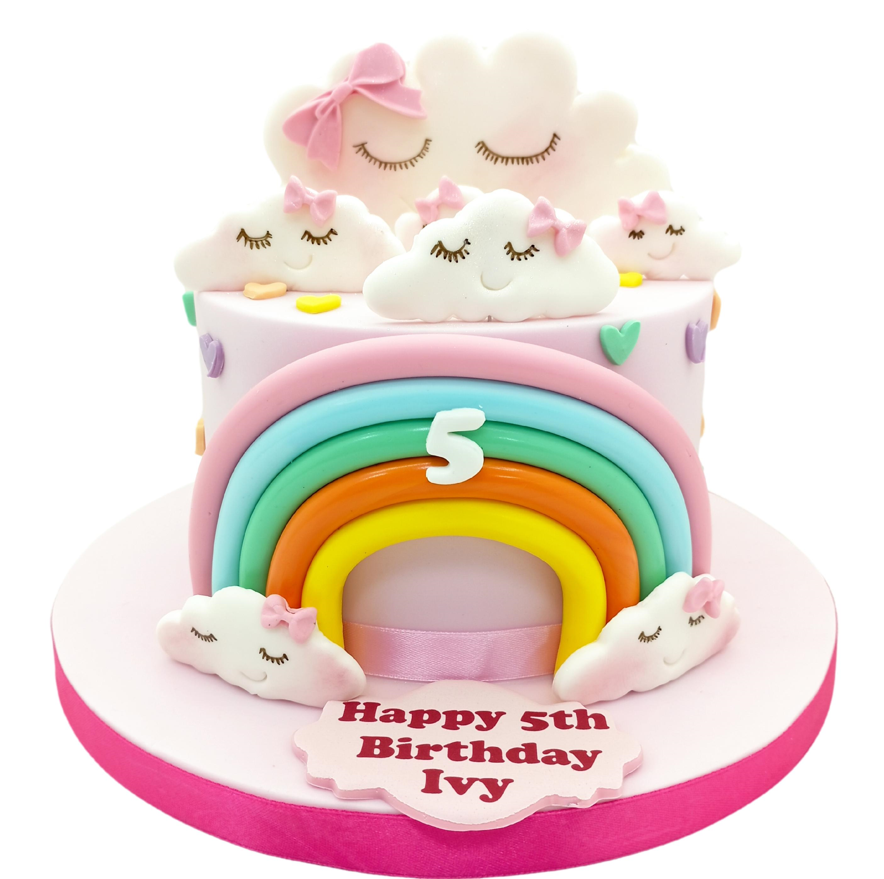 Rainbow and Cloud  Themed Cake  for Kids