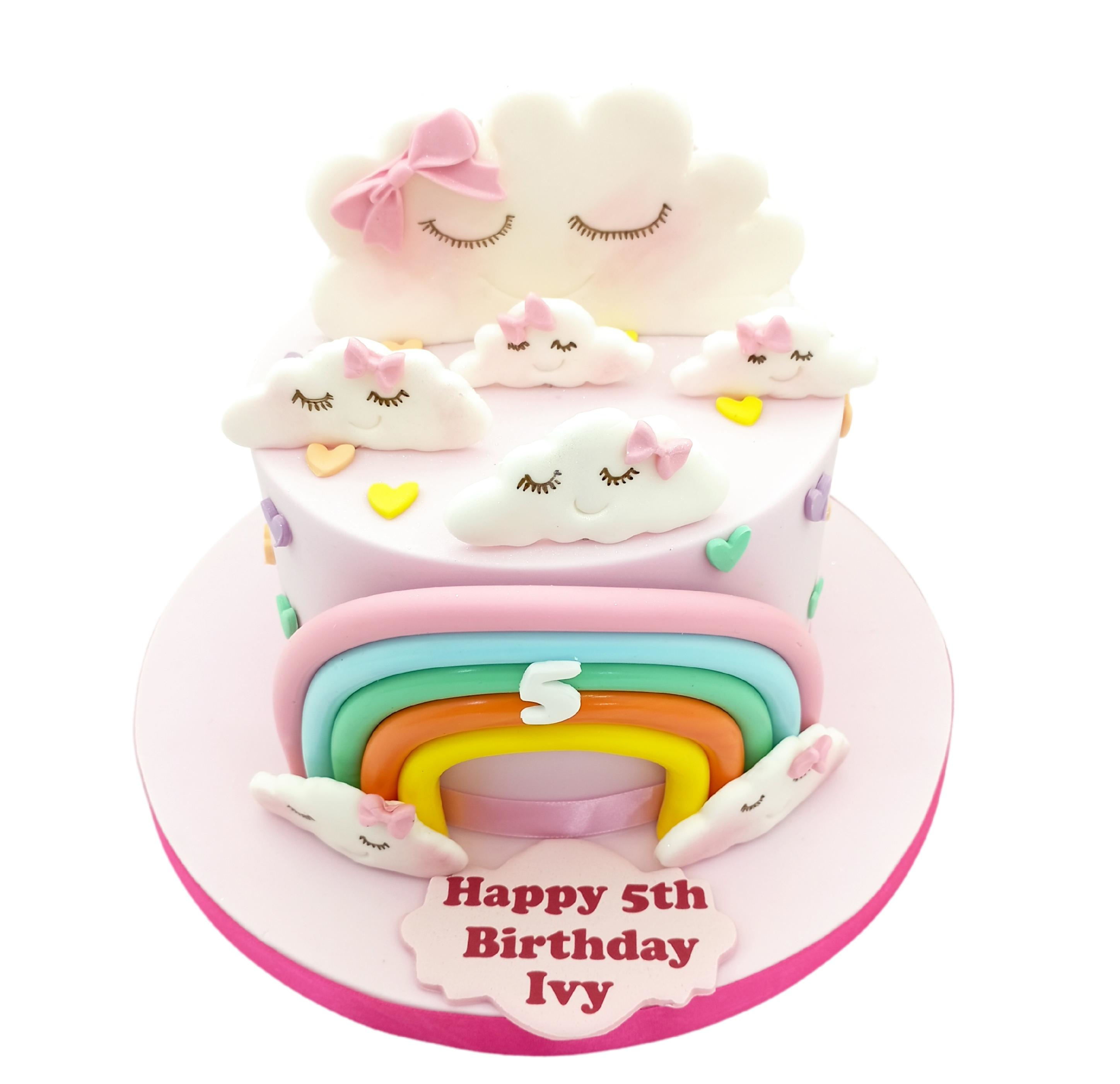 Rainbow and Cloud  Themed Cake  for Kids