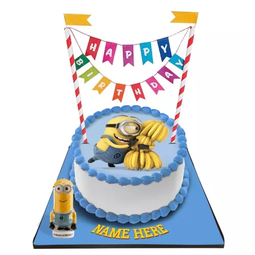 Minions Cake With Happy Birthday Bunting Topper