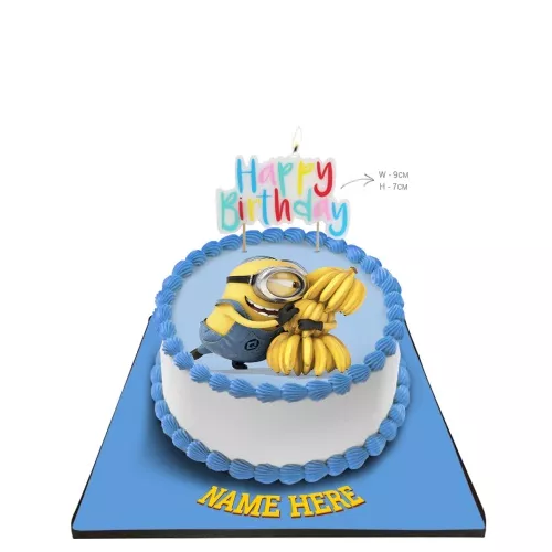 Minions Cake With Happy Birthday Candle