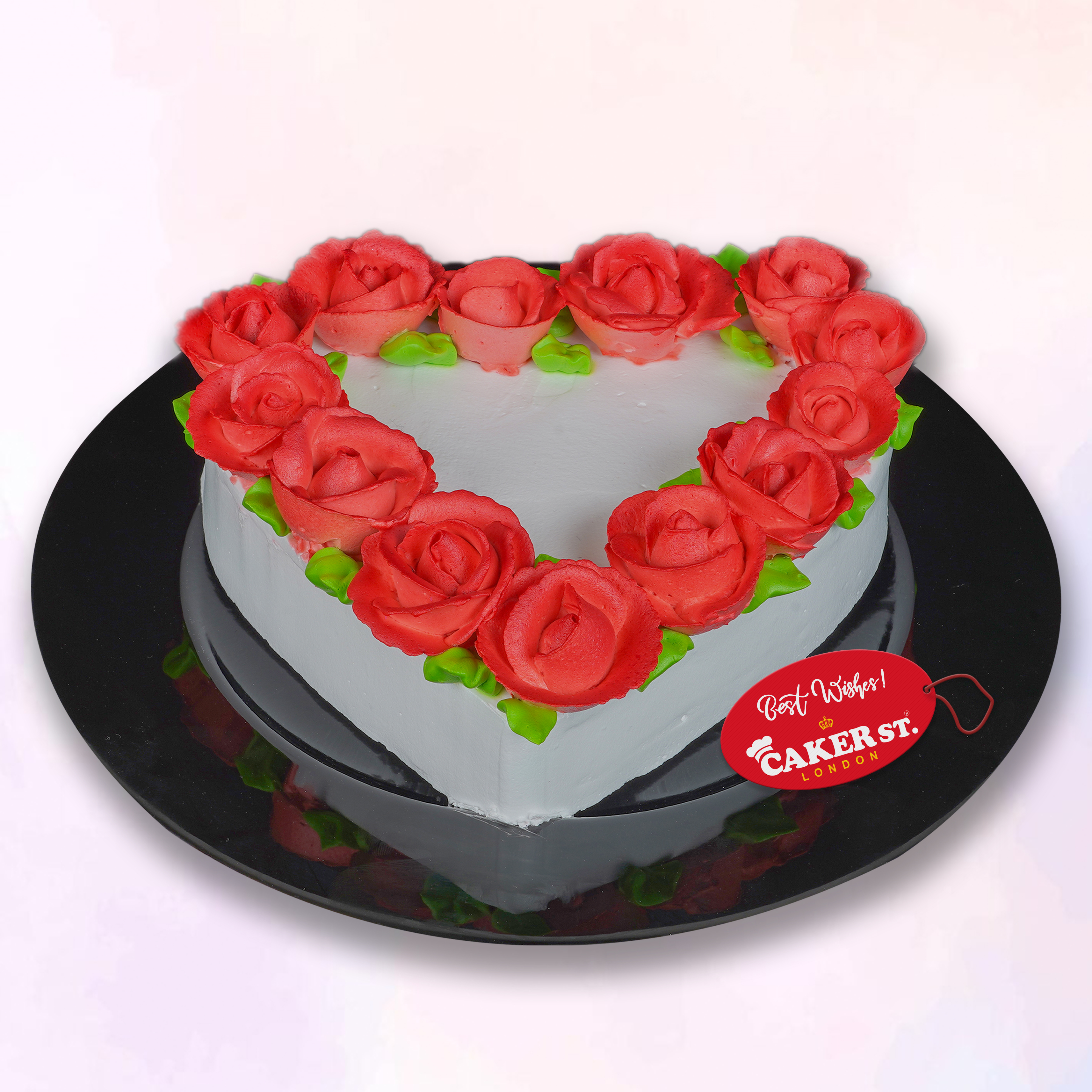 Sweet Rose Embrace Heart Cake