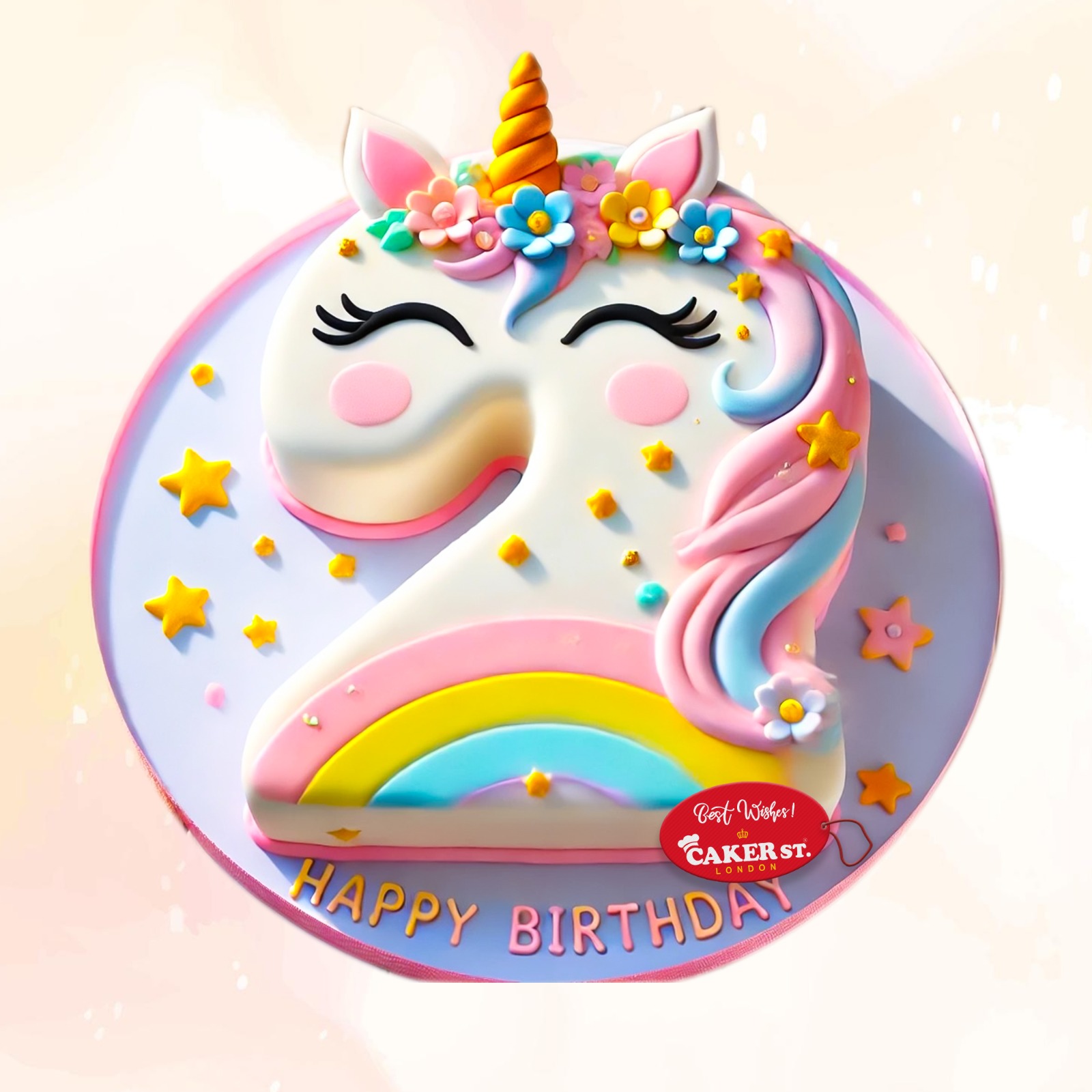 Unicorn 2nd Birthday Cake For Girls 