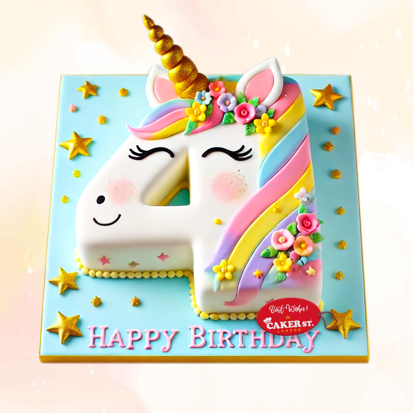 Unicorn 4th Birthday Cake For Girls