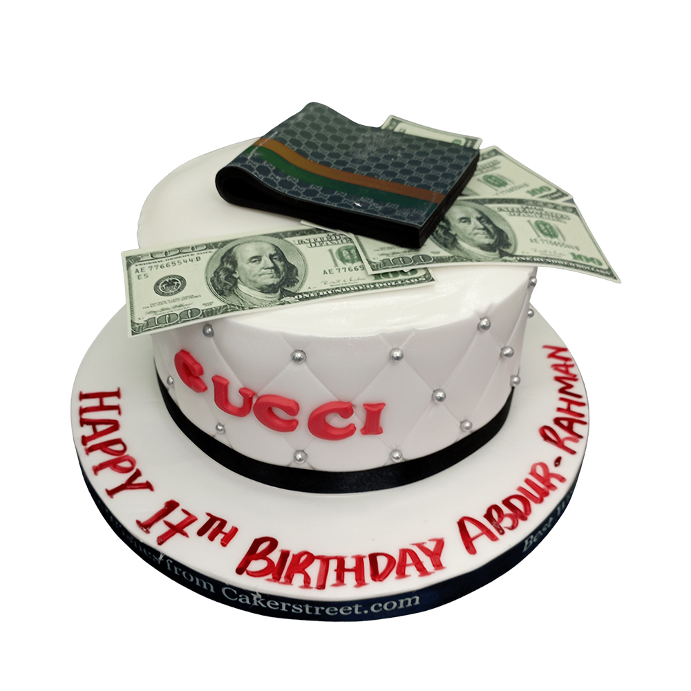 White Gucci Themed Cake 